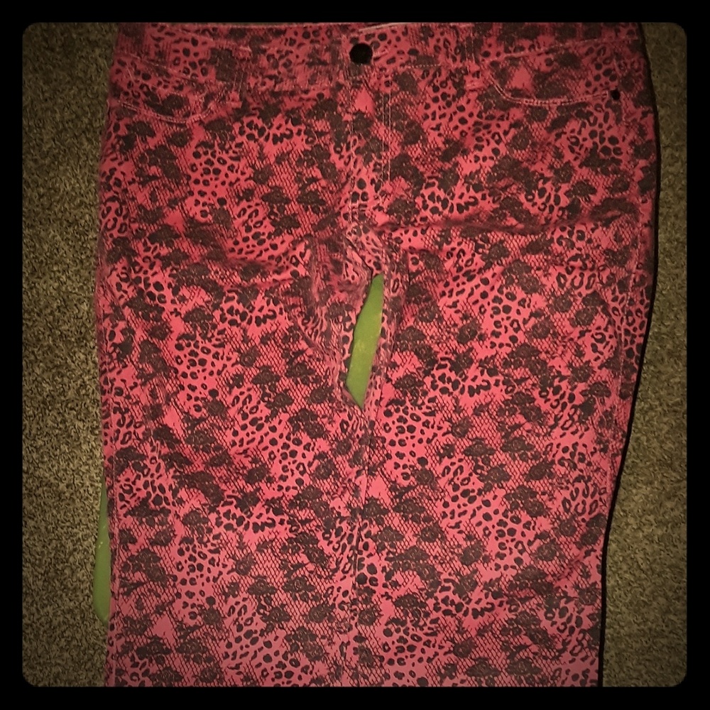 Animal printed jeans
